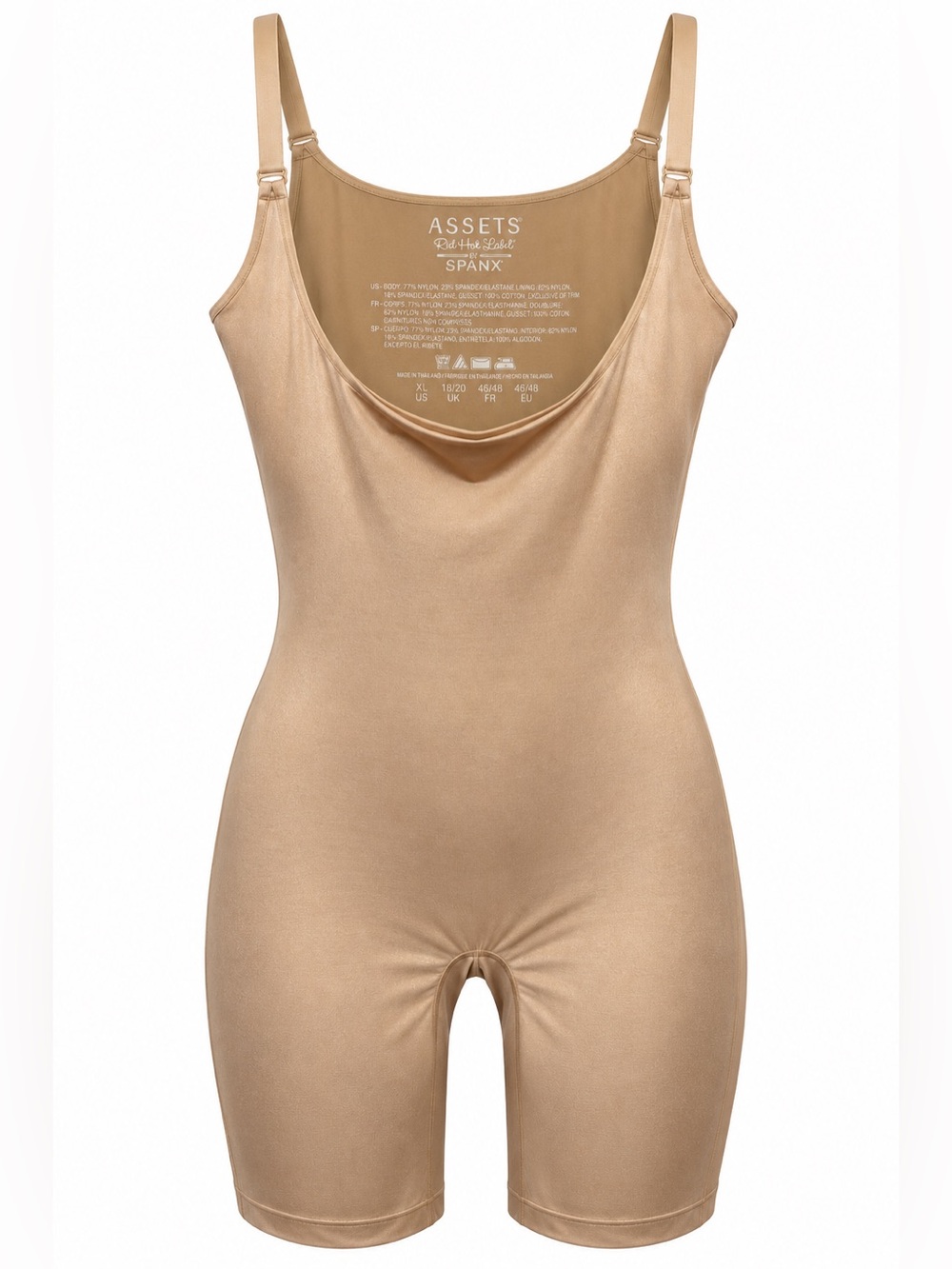 Spanx Assets by Spanx Shapewear XL Bodysuit Open Bust Nude Beige